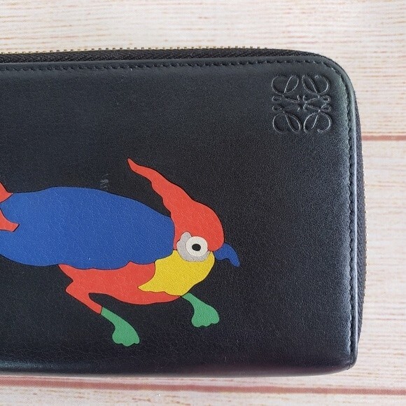 RARE! Loewe Paula's Ibiza Parrot Zip Around Long Leather Wallet - Picture 14 of 16